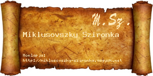 Miklusovszky Szironka névjegykártya